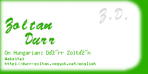 zoltan durr business card